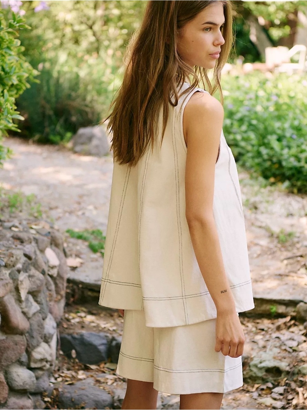 Free People Beige Tank & Shorts Set -Sz S - Picture 7 of 8